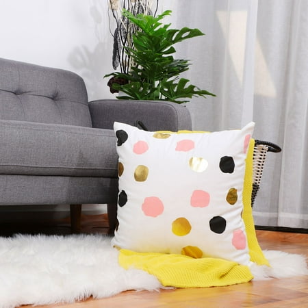 Sofa Set Pillows Gold Stamping Soft Outdoor Square Throw Pillow Covers Set Circle Dot Print for Sofa Couch Chair Car Seat ()