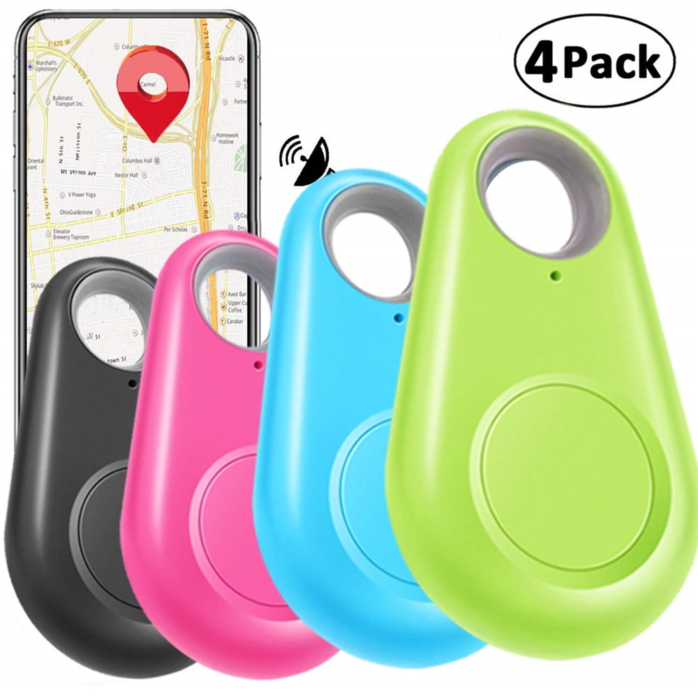 4 Pack Smart GPS Tracker Key Finder Locator Wireless Anti Lost Alarm Sensor Device for Kids Car Wallet Pets Motorcycles Luggage Smart Phone Selfie Shutter APP Control Compatible iOS Android