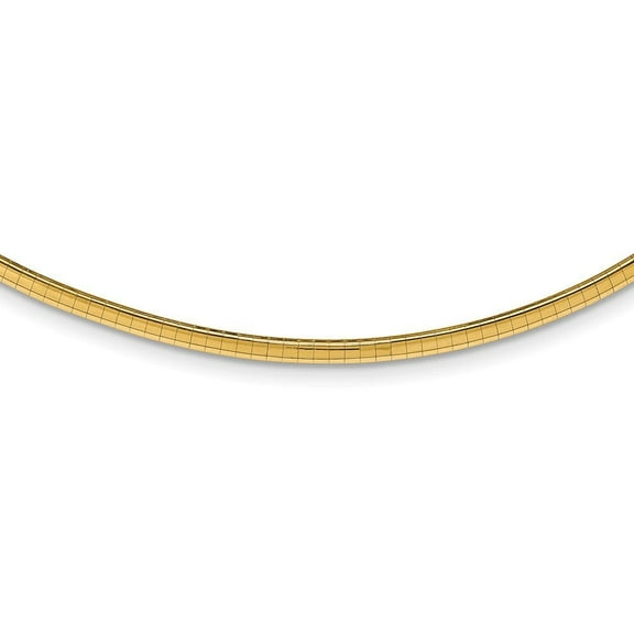 Auriga Fine Jewelry 14K Yellow Gold 3mm Domed Omega Necklace 16inch for Women