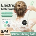 thumbnail image 2 of Bxaolu Electric Body Brush Back Scrubber for Shower Rechargeable Exfoliating Bath Brush Powered Shower Brush with Long Handle Deep Cleansing 5 Heads, Exfoliation, Massaging - Green, 2 of 9
