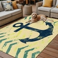 thumbnail image 2 of Fsddascl Anchor Nautical Outdoor Rug for Patio/Deck/Porch, Non-Slip Large Area Rug 4 x 6 Ft, Green Yellow Wave Stripe Retro Indoor Outdoor Rugs Washable Area Rugs, Reversible Camping Rug Carpet, 2 of 5