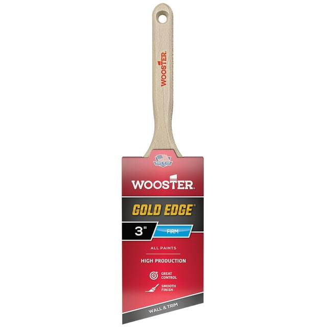 Brocha angular Wooster 5231-3 Serie 5231 3 con borde dorado, 7,62 cm