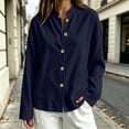 thumbnail image 2 of LUVDA Women's Corduroy Button Cardigan Fall Winter Band Collar Patch Pocket Shacket, 2 of 6