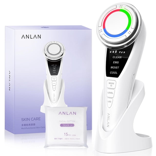 Masajeador Facial ANLAN Blanco 5EN1 Pro Antienvejecimiento para Mujer