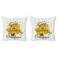 thumbnail image 1 of Ambesonne Saying Throw Pillow Cover 2 Pack, Birds and a Cup of Coffee, 20", Mustard Coconut, 1 of 2