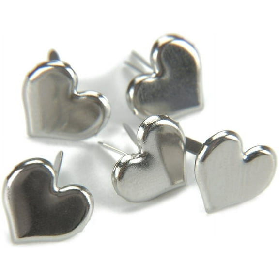 Metal Paper Fasteners 50/Pkg-Hearts - Silver