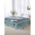 thumbnail image 5 of Blue Boho King Size Flat Sheet, Wrinkleproof & Fadeproof Cooling Flat Bed Sheet Only, Farmhouse Bohemian Medallion Oriental Flower Breathable Soft Bedding Top Sheets 105 x 98 Inches, 5 of 8