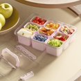 thumbnail image 3 of Divided Serving Tray with Lid and Handles 9 Compartments Snack Box Container Charcuterie Organizer Snackle Box Container for Candy,Nuts，Fruits,Snacks,3 Pack,Pink, 3 of 7
