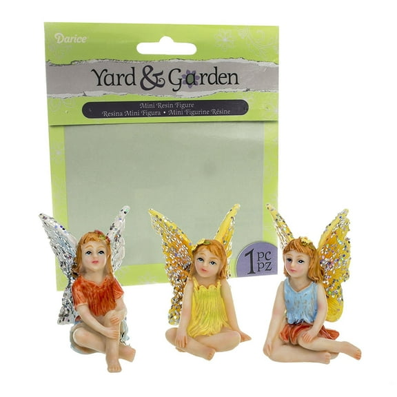 Bundle - Set of 3 Assorted Mini Resin Meditating Fairy Figures 1.75 x 2.25 Inches
