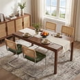 thumbnail image 3 of Zesthouse Rattan Dining Chairs Set of 4, Faux Leather Upholstered Side Chairs with Cane Back and Chrome Legs, Mid-Century Modern Dining Living Room Kitchen Chairs, Green, 3 of 11