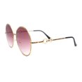 thumbnail image 3 of Womens Oversize Round Inlay Tortoise Metal Rim Fashion Sunglasses Gold - Burgundy, 3 of 4