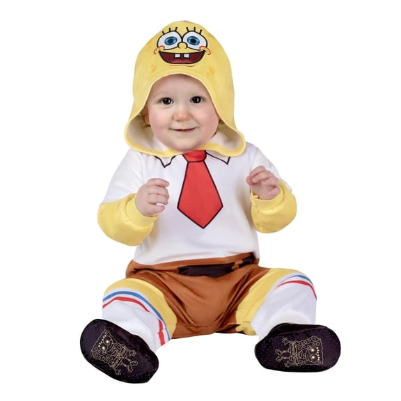 JazwaresSpongeBob Boys' Halloween Classic Costume Jumpsuit - Yellow 6-12 Months