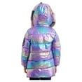 thumbnail image 3 of Yhong Kids Girls Shiny Metallic Hooded Down Jacket Winter Coat Parka Waterproof Windproof Puffer Jacket Snow Outwear Purple 120/6-7Y/M, 3 of 7