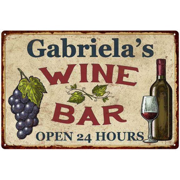 Gabriela's Rustic Wine Bar Sign Wall Decor Kitchen Gift 12 x 18 Matte Finish Metal 112180056879