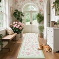 thumbnail image 2 of Garvee 2x6 Runner Rug Modern Floral Print Rugs for Hallway, Machine Washable Rug Soft Non Slip Indoor Rug Carpet, Low Pile Ultra Thin Farmhouse Rugs for Entryway Laundry Room Bedroom, Green and Pink, 2 of 6