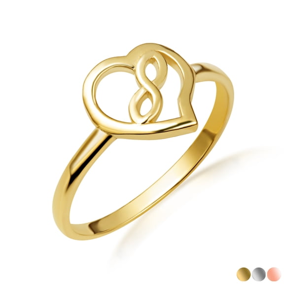 Solid Gold Infinity Heart Eternal 14K Love Ring/ Ring, Size 9