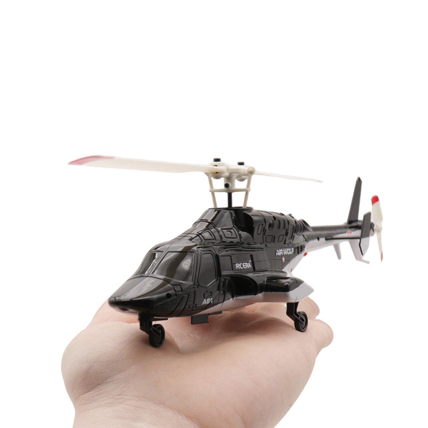 RC ERA A61 AirWolf 110-Size Scale RC Helicopter - RTF w/ Optical Flow Sensor  Auto Stabilization - Black/Red