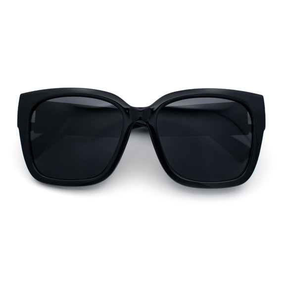 Polarized Oversized High Temple Horn Rim Fit Over Fashion Sunglasses All Black