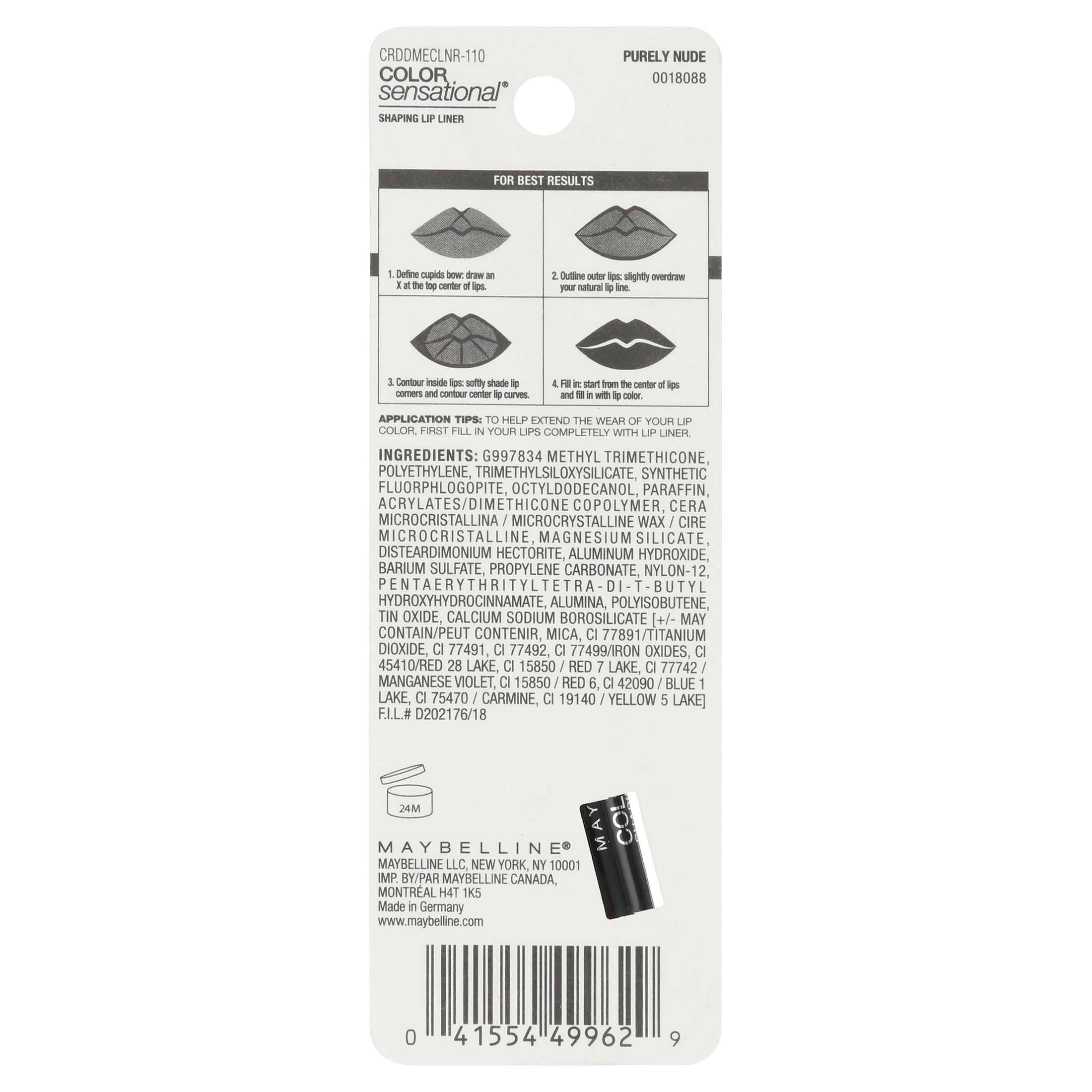 Maybelline Color Sensational Shaping Lip Liner Makeup, Purely Nude