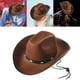 thumbnail image 5 of Sombrero de vaquero de estilo occidental con cordón, de Jazz, sombrero de sol para hombres y mujeres para festivales de música, Café Salvador Sombrero de vaquero, 5 of 10