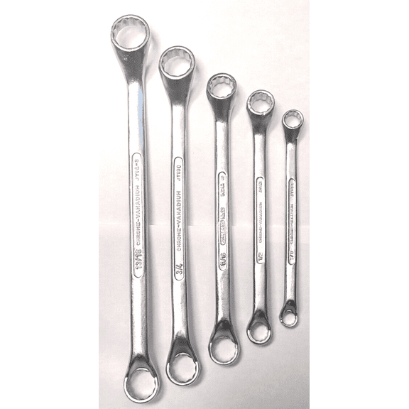 5Pcs. 10 Sizes Extra Long Double Box End Wrench Set 3/8" - 7/8" With Pouch