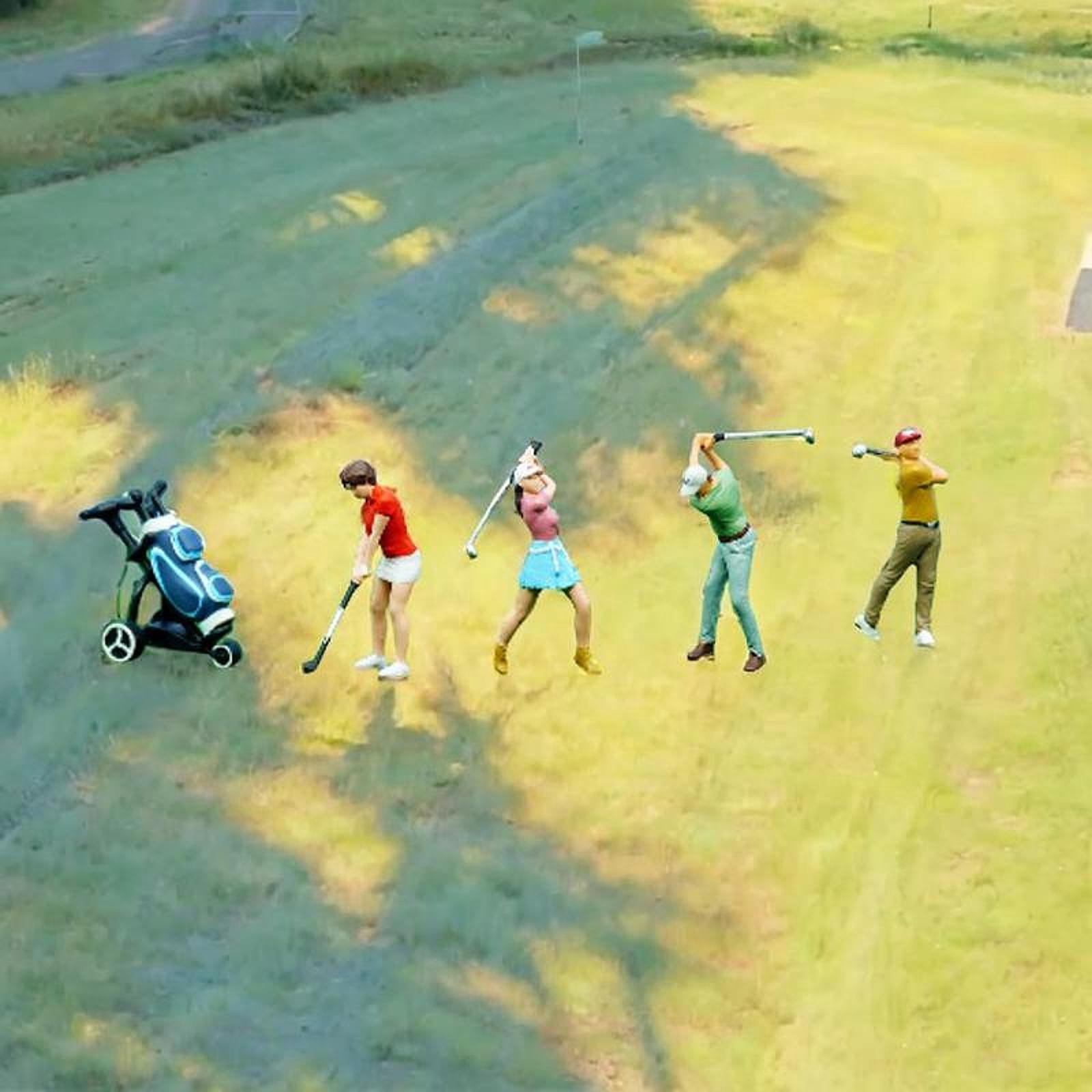 QccHieUs 4 Pieces 1/64 Miniature Golfer Figures Miniature Golf Players Playing Golf Photo with Bag
