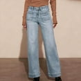 thumbnail image 2 of Levmjia Womens Wide Leg Pants Jeans Straight Yoga Trousers High Waisted Soft Solid Color Casual Comfortable Elastic Waistband Tummy Control Vintage Work Office Home, 2 of 9