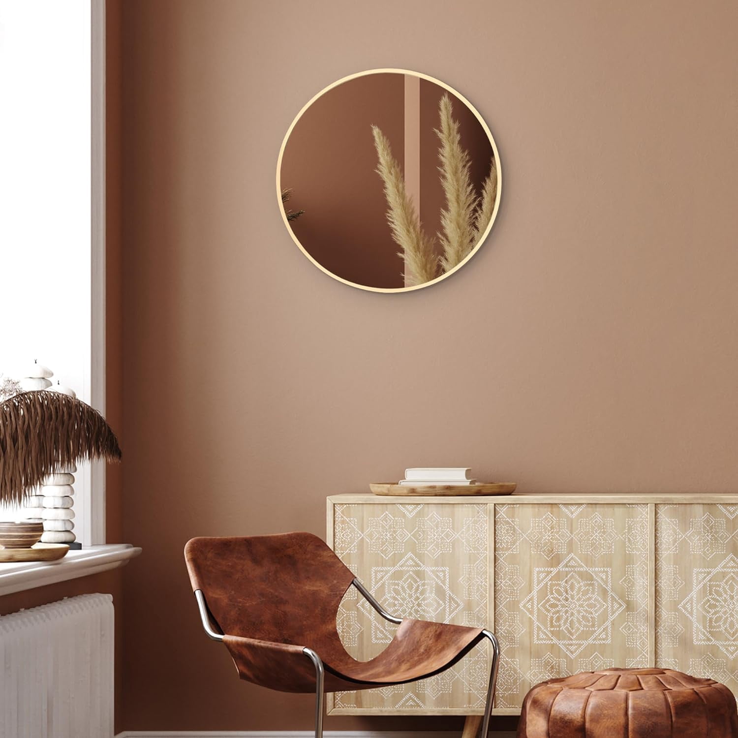 Americanflat Framed Gold Round Mirror 20" - Circle Mirror for Bathroom, Bedroom, Entryway, Living Room - Large Circular Mirror for Wall Decor