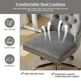thumbnail image 3 of PAPROOS Vanity Chair, Swivel Home Office Chair, Ergonomic Home Desk Chair with Golden Metal Base, Adjustable Height, Velvet Upholstered Tufted Button Task Chair, Gray, 3 of 10