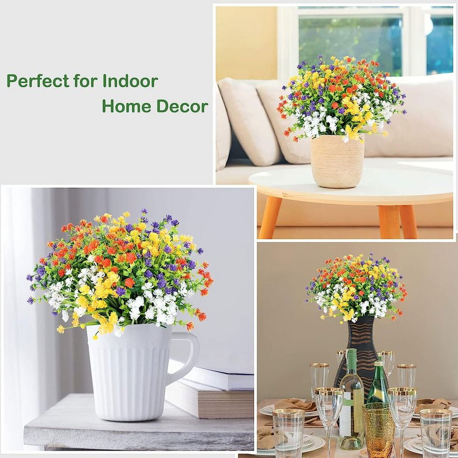 MAMOWEAR Artificial Flowers Outdoor UV Resistant Fake Flowers, Faux Plastic Flowers for Decoration Home Kitchen Garden Wedding Party Décor