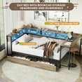 thumbnail image 6 of Miniyam Full Size Daybed with Desk and Bookcase Headboard, LED Light Bed with Charging Station and Storage Drawers for Teen, Gray, 6 of 7