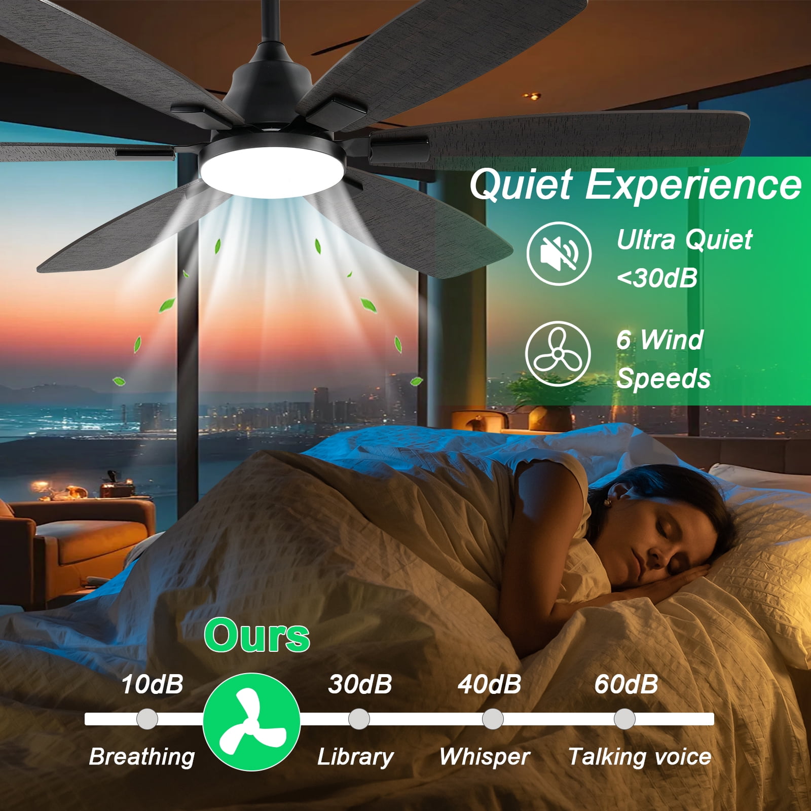 Ayaoty Ceiling Fans with Lights, 52 Inch Ceiling Fan with Light and Remote, 3CCT Dimmable, 6 Speed Reversible DC Motor,5 Blades Modern Brown Ceiling Fan for Bedroom, Indoor/Outdoor Use