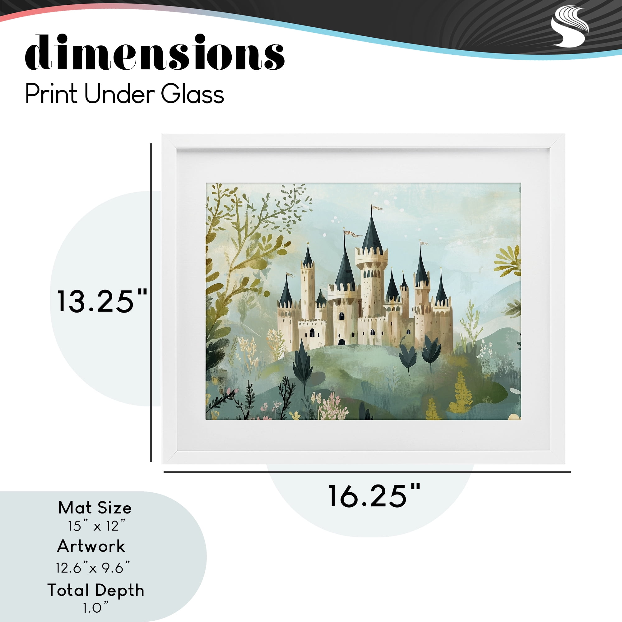 Stupell Industries Princess' Castle View White Framed Print Under Glass, design by Christine Simpson Art