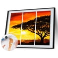 thumbnail image 1 of Cuadros Decorativos Kit de pintura DIY por número árboles sin marco bajo el sol poniente tríptico decoración de pared Ehuebsd embutido en tela, 1 of 1