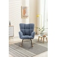 thumbnail image 2 of Plush Teddy Fabric Rocking Chair with Tufted Backrest & Padded Seat, Ergonomic Nursery Glider for Breastfeeding, Living Room Bedroom Accent Furniture in Soft Light Blue, 2 of 8