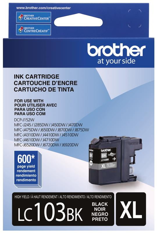 verontschuldiging emmer Reclame Brother Genuine LC103BK High-yield Black Printer Ink Cartridge - Walmart.com