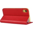 thumbnail image 3 of Genuine Leather Case Slim Folio Book Cover with Credit Card Slots,Kickstand Feature Stand Holder,Magnetic Closure [TPU Shockproof Interior Protective Case] for Apple iPhone XR,Red, 3 of 7