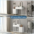 thumbnail image 4 of Modern White Vanity Desk with LED Lights & Mirror, Makeup Dressing Table with 5-Drawer Storage Cabinet for Bedroom, 4 of 6