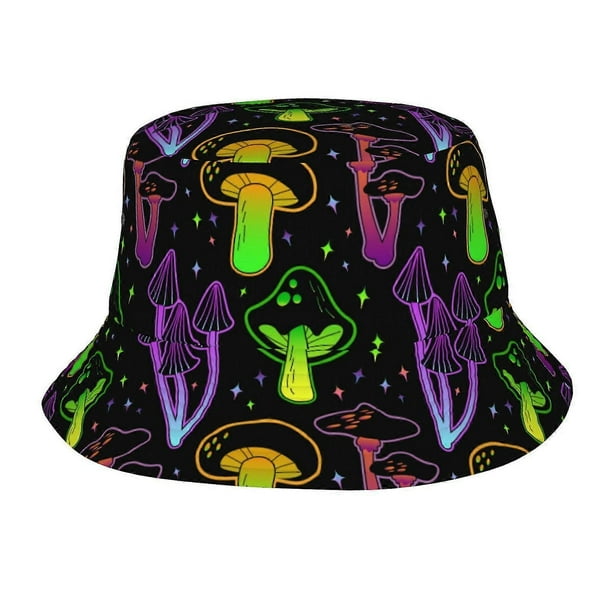 Psychedelic Magic Glowing Mushroom Bucket Hat For Women Men Sun Hats Beach Fishing Cap Unisex Travel Outdoor Cap