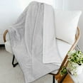 thumbnail image 2 of PAVILIA Reversible Sherpa Fleece Throw Blanket Light Grey, Plush Flannel Throw, Ultra Soft Warm Ribbed Microfiber Blanket for Sofa Couch Bed, Luxury Thick Striped Blanket, Light Grey, 50x60, 2 of 7