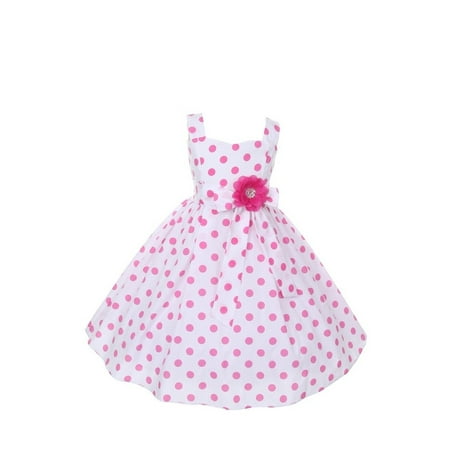 - Little Girls Pink Polka Dots Easter Flower Girl Dress 4