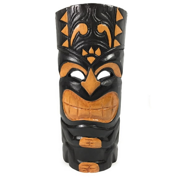 Laughing Tiki Mask 12" - Hand Carved Smiley Tiki | #bag1504830