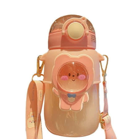 

Gwong 1Pcs/720Ml Water Bottle Adorable Large Capacity Creative Cute Bear Shape Water Bottle with Straw Daily Use