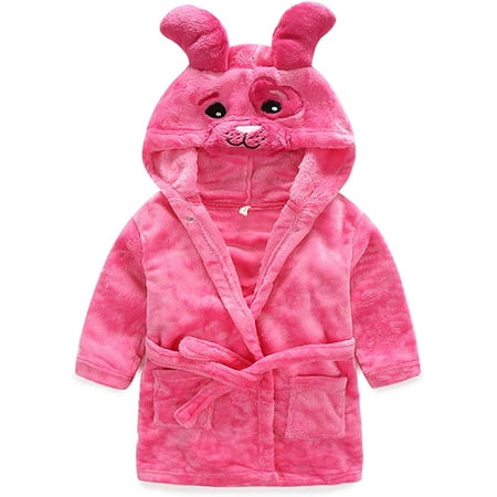 

ZSYQWZN Boys Girls Cartoon Animal Bathrobe Toddlers Kids Hooded Fleece Robe Pajamas Sleepwear