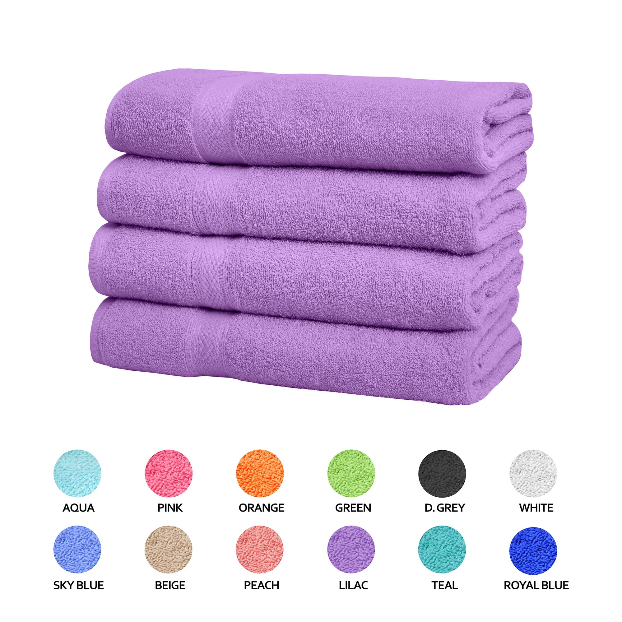 Falari Premium Bath Towel Set 100% Ring Spun Cotton Towels for Home Hotel Spa Extra Large 27x54 Maximum Softness and Absorbency 4-Pack Lilac