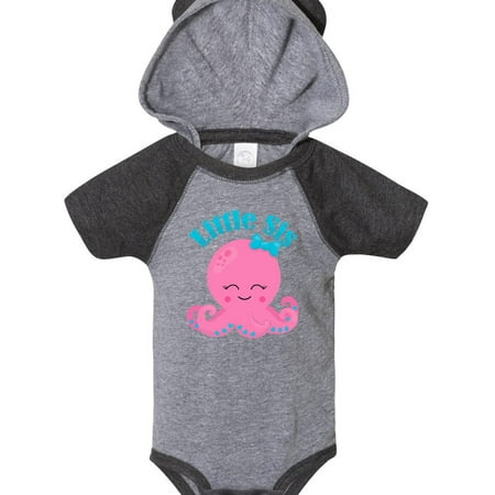 

Inktastic Cute Octopus Little Sis Gift Baby Girl Bodysuit