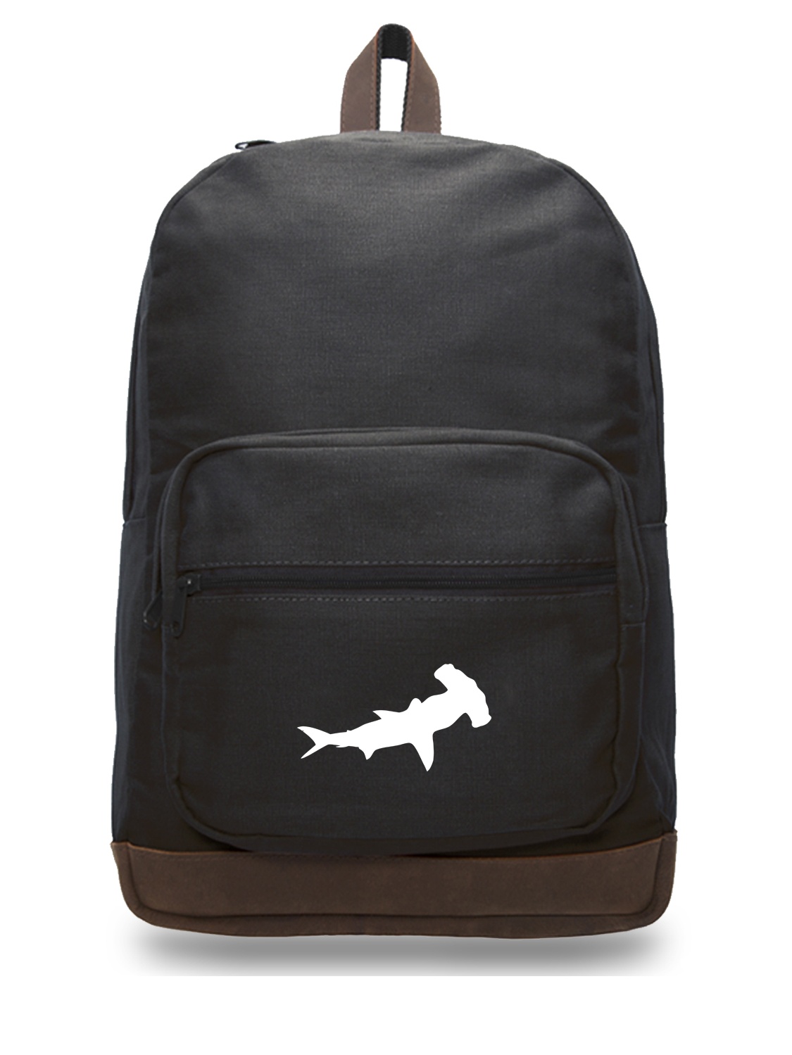 Hammerhead Shark Teardrop Backpack with Leather Bottom Accents, Black