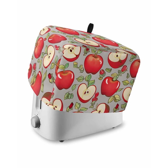 Red Apples Small Toaster Cover 2 Slice, Kitchen Appliance Covers, Modern Art Watercolor Toaster Oven Cover with Loop, Bread Machine Cover Polyester Dust Cover Protection