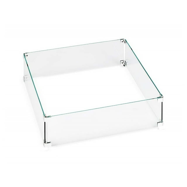 Hiland AWS-SQ22 Fire Pit Glass Square Wind Screen, Square, Clear