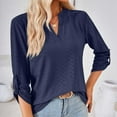 thumbnail image 6 of Blouses For Women Business Casual Clearance Long Sleeve Shirts V Neck Solid Blouses Dressy Casual Tunic Tops Navy S, 6 of 6